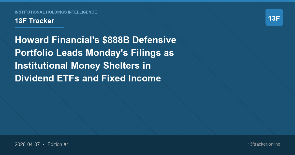 Howard Financial's $888B Defensive Portfolio Leads Monday's Filings as Institutional Money Shelters in Dividend ETFs and Fixed Income