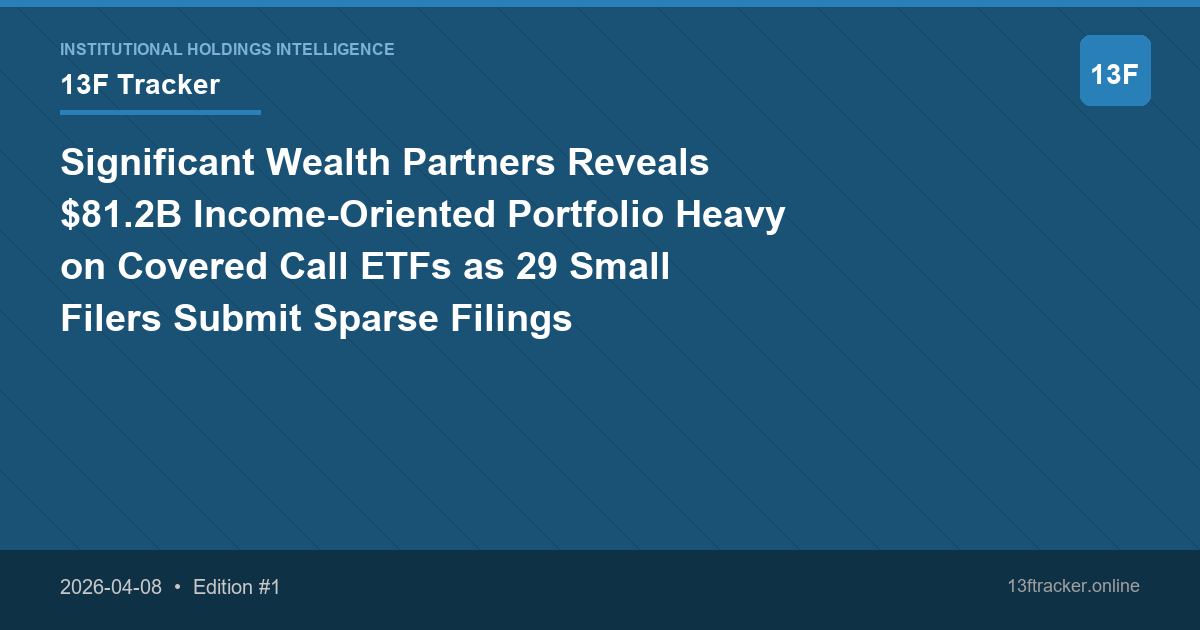 Significant Wealth Partners Reveals $81.2B Income-Oriented Portfolio Heavy on Covered Call ETFs as 29 Small Filers Submit Sparse Filings