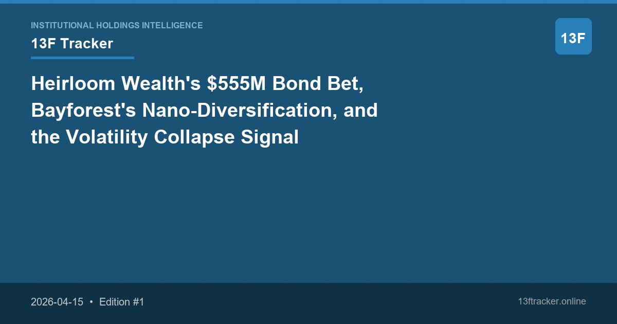 Heirloom Wealth's $555M Bond Bet, Bayforest's Nano-Diversification, and the Volatility Collapse Signal
